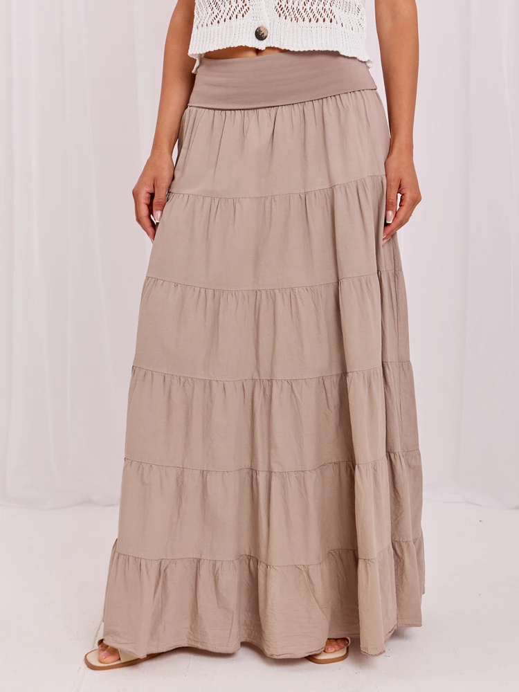 Italy Moda Spódnica-IT-SD-FL9357MSL.56-ciemny bezowy
