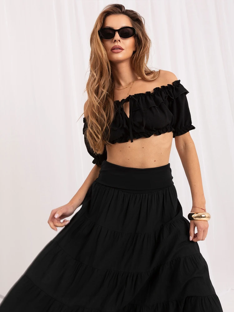 Italy Moda Spódnica-IT-SD-FL9357MSL.56-juoda