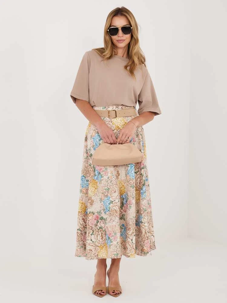 Italy Moda Spódnica-IT-SD-FL9850-2.17-smėlio spalva