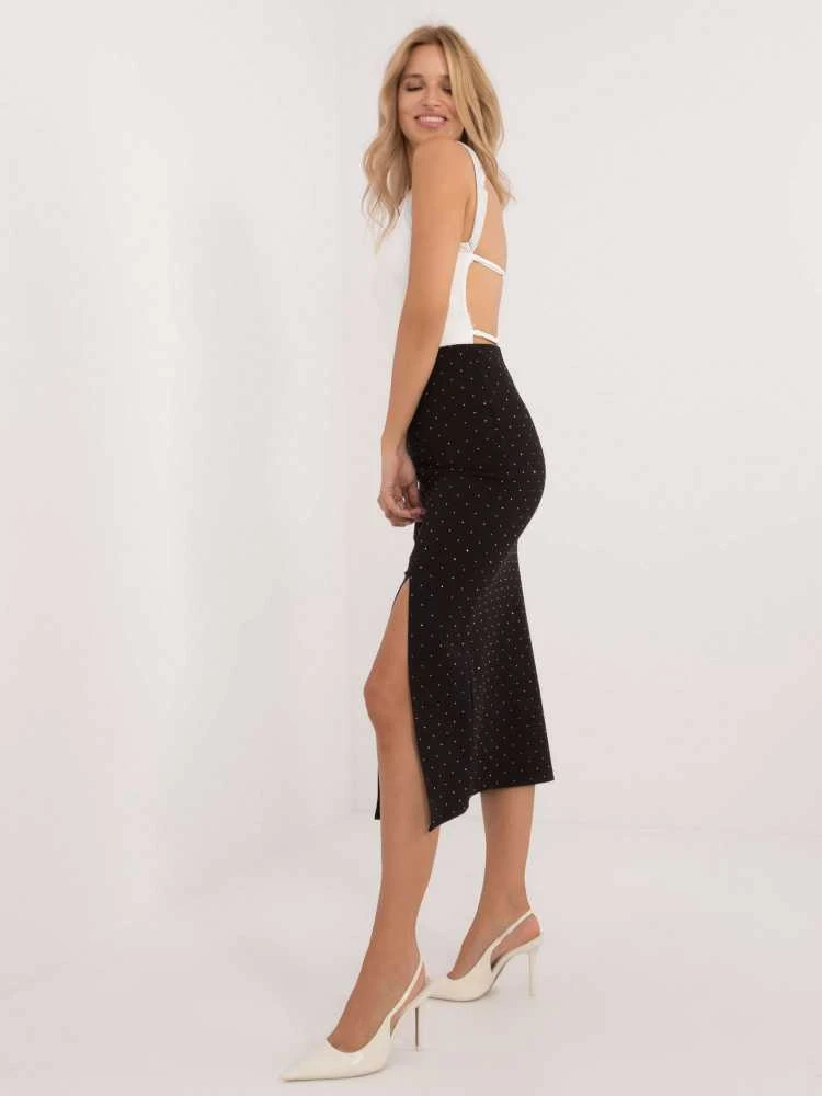 Italy Moda Sijonas-MI-SD-25999.73-juodas-sidabras