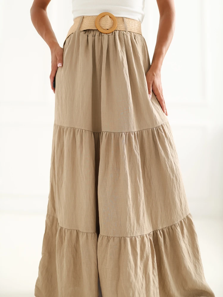 Italy Moda Spódnica-MO-SD-25013.27-camelowy