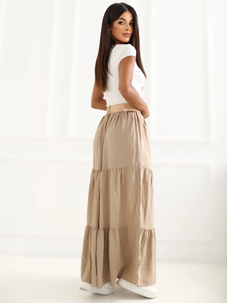 Italy Moda Spódnica-MO-SD-25013.27-camelowy
