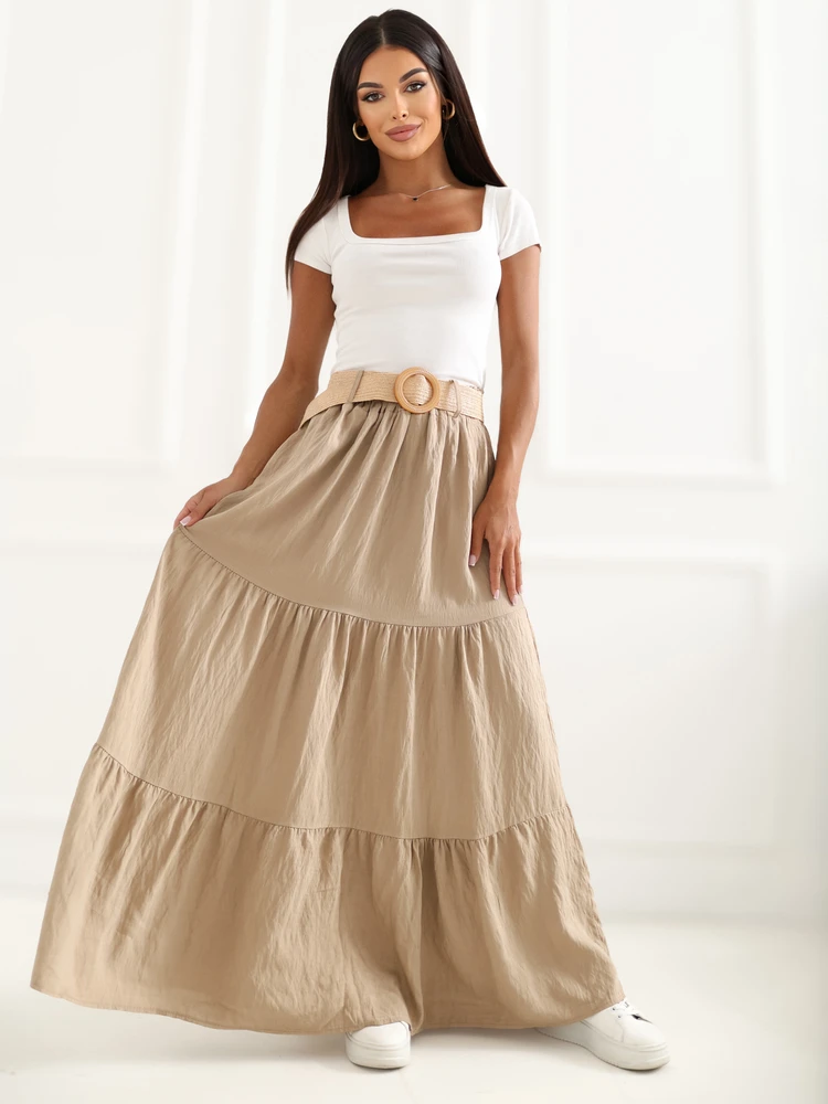 Italy Moda Spódnica-MO-SD-25013.27-camelowy