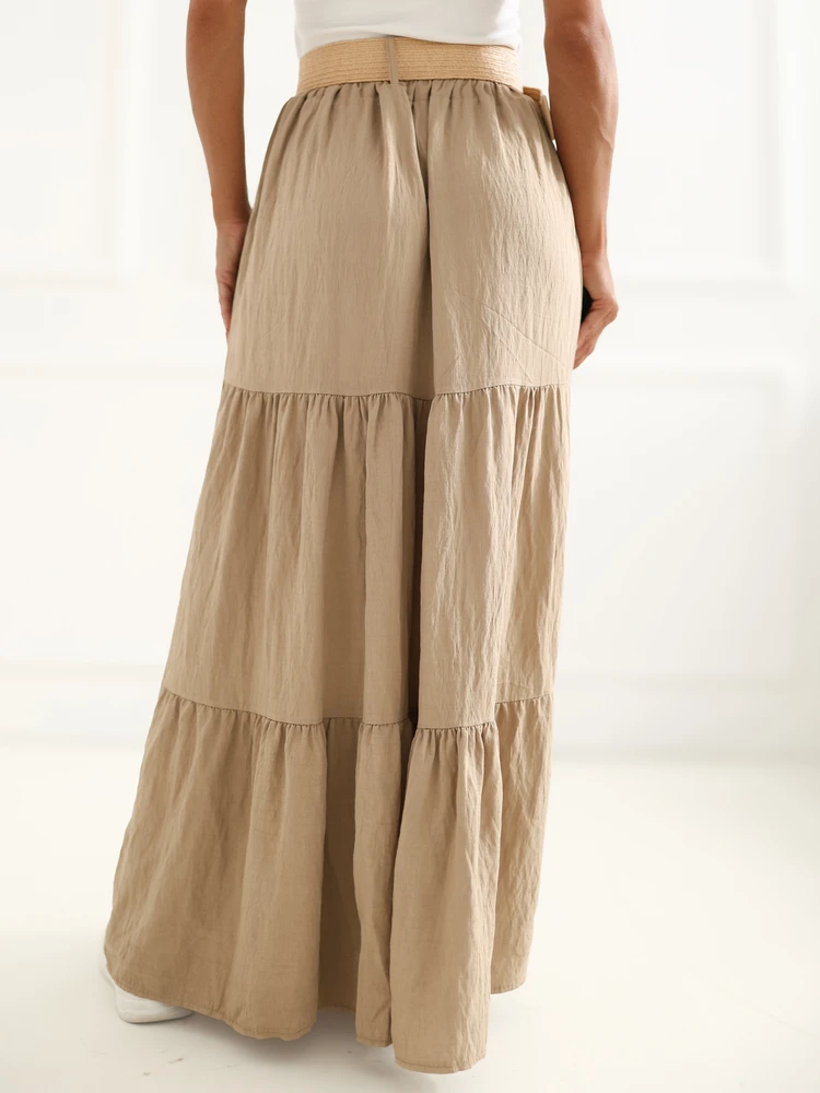 Italy Moda Spódnica-MO-SD-25013.27-camelowy