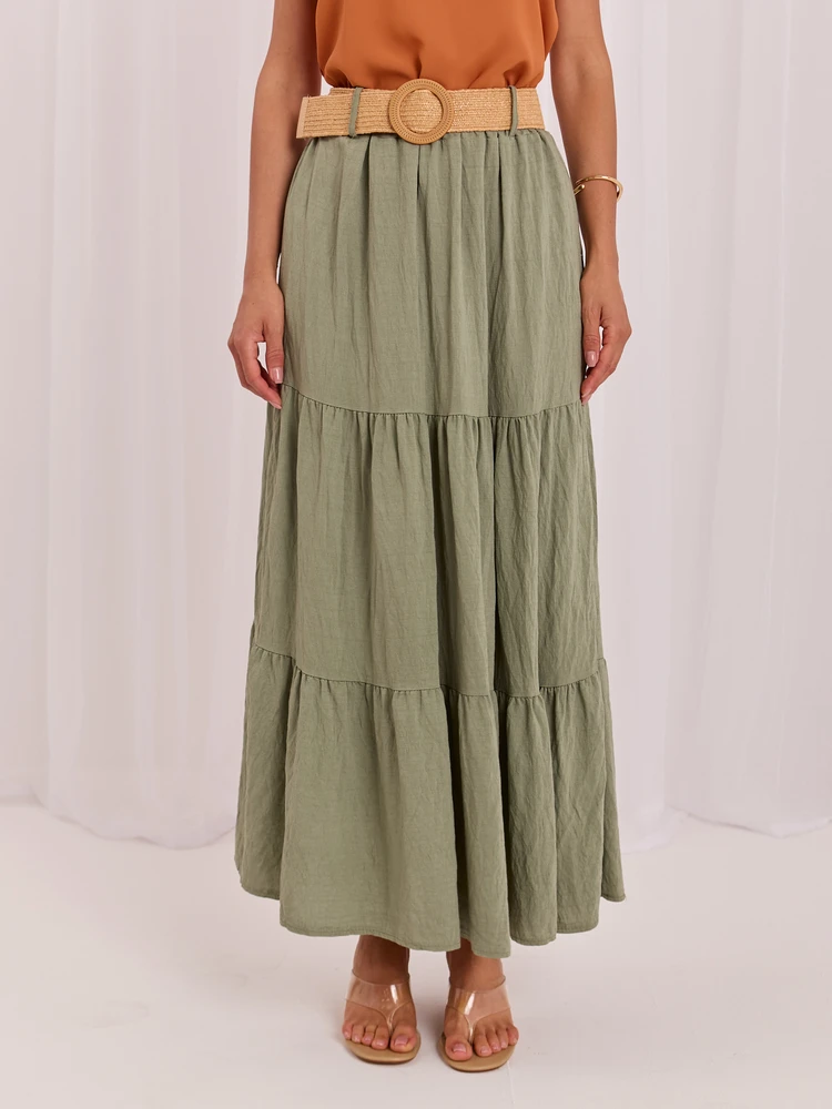 Italy Moda Spódnica-MO-SD-25013.27-khaki