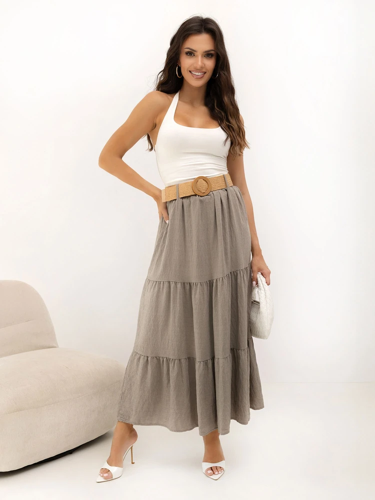 Italy Moda Spódnica-MO-SD-25013.48-ciemny bezowy