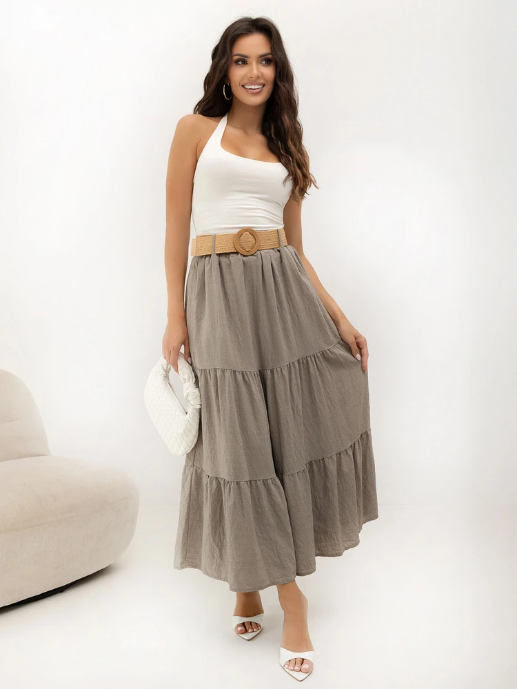 Italy Moda Spódnica-MO-SD-25013.48-ciemny bezowy