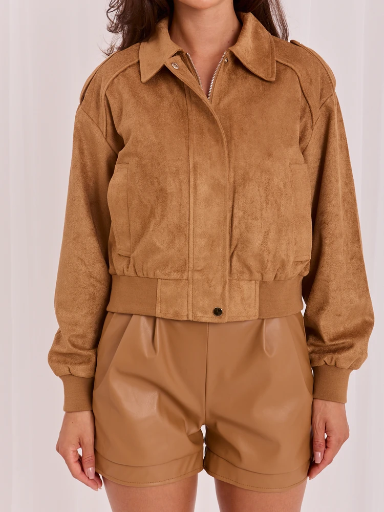 Italy Moda Striukė-IR-KR-AY987.97P-camelowy