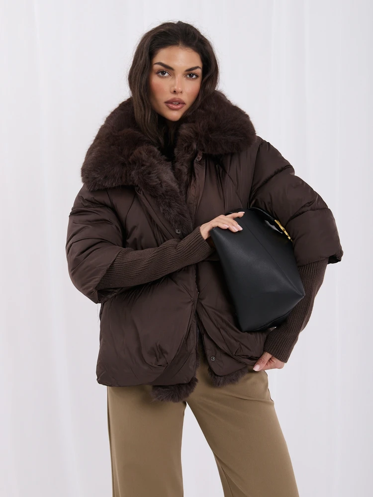 Italy Moda Striukė-IR-KR-MY0603-2.98P-ciemny ruda