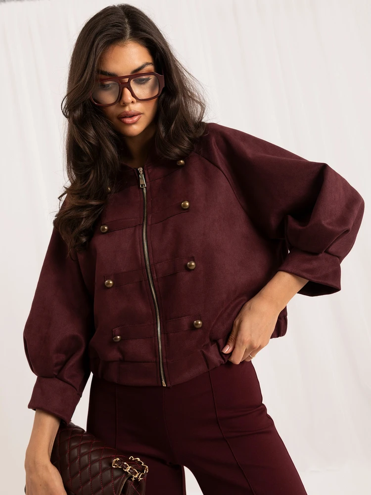 Italy Moda Moteriška striukė MI-KR-3546.65 bordo spalvos