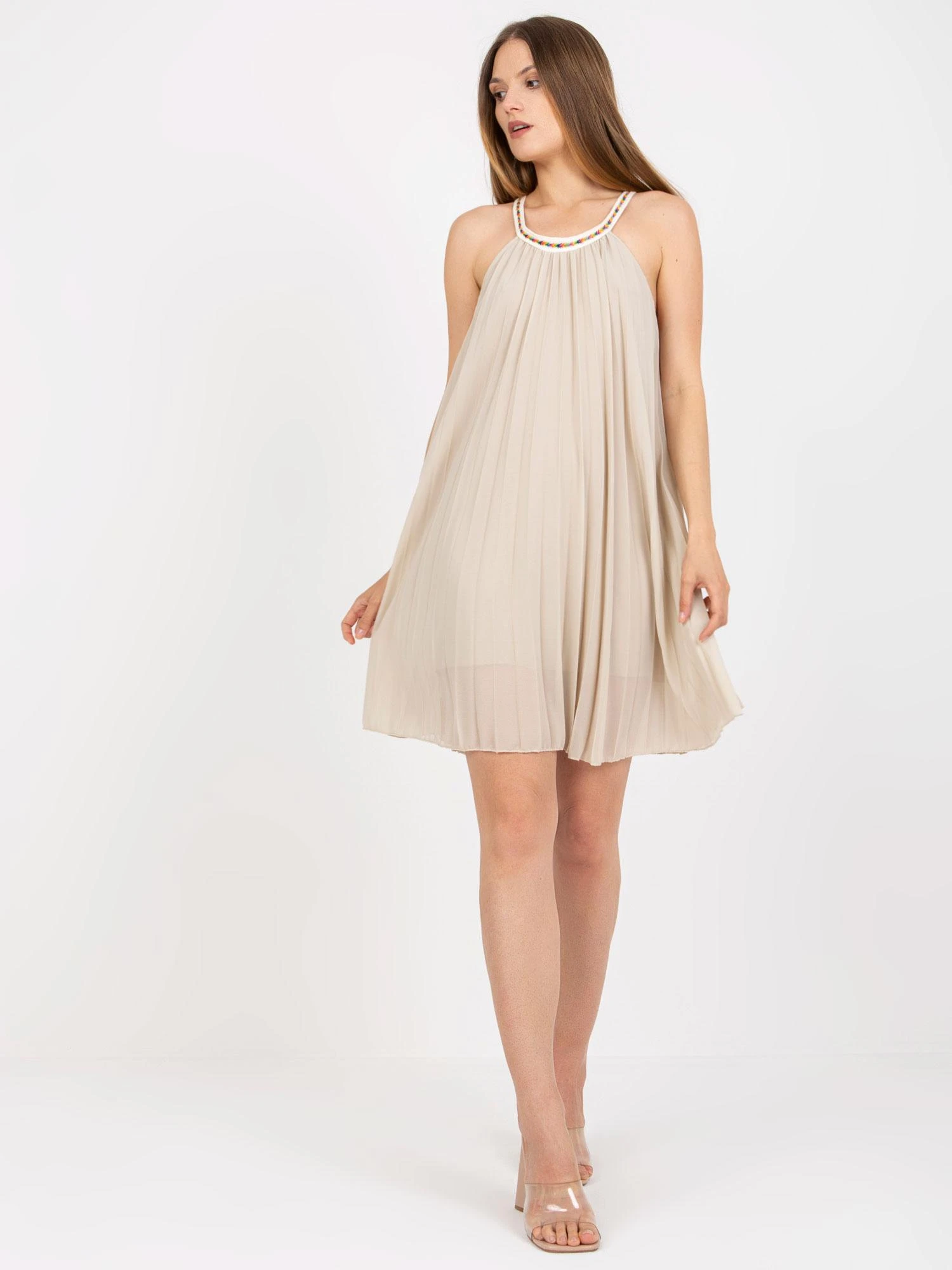 Italy Moda Suknelė-DHJ-SK-0010.35-šviesiai smėlio spalvos