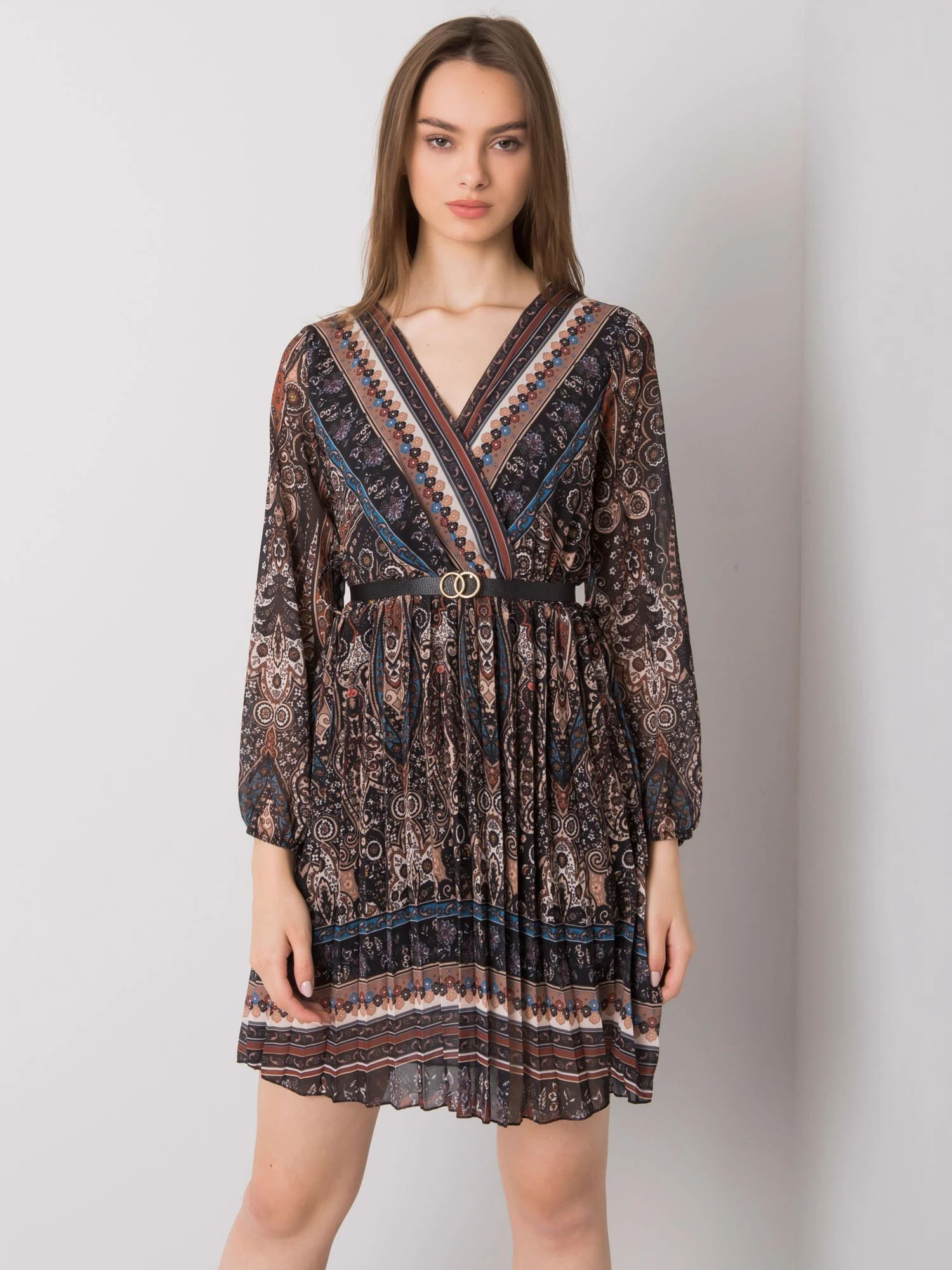 Italy Moda Suknelė-DHJ-SK-10201.93P-juoda-smėlio spalvos