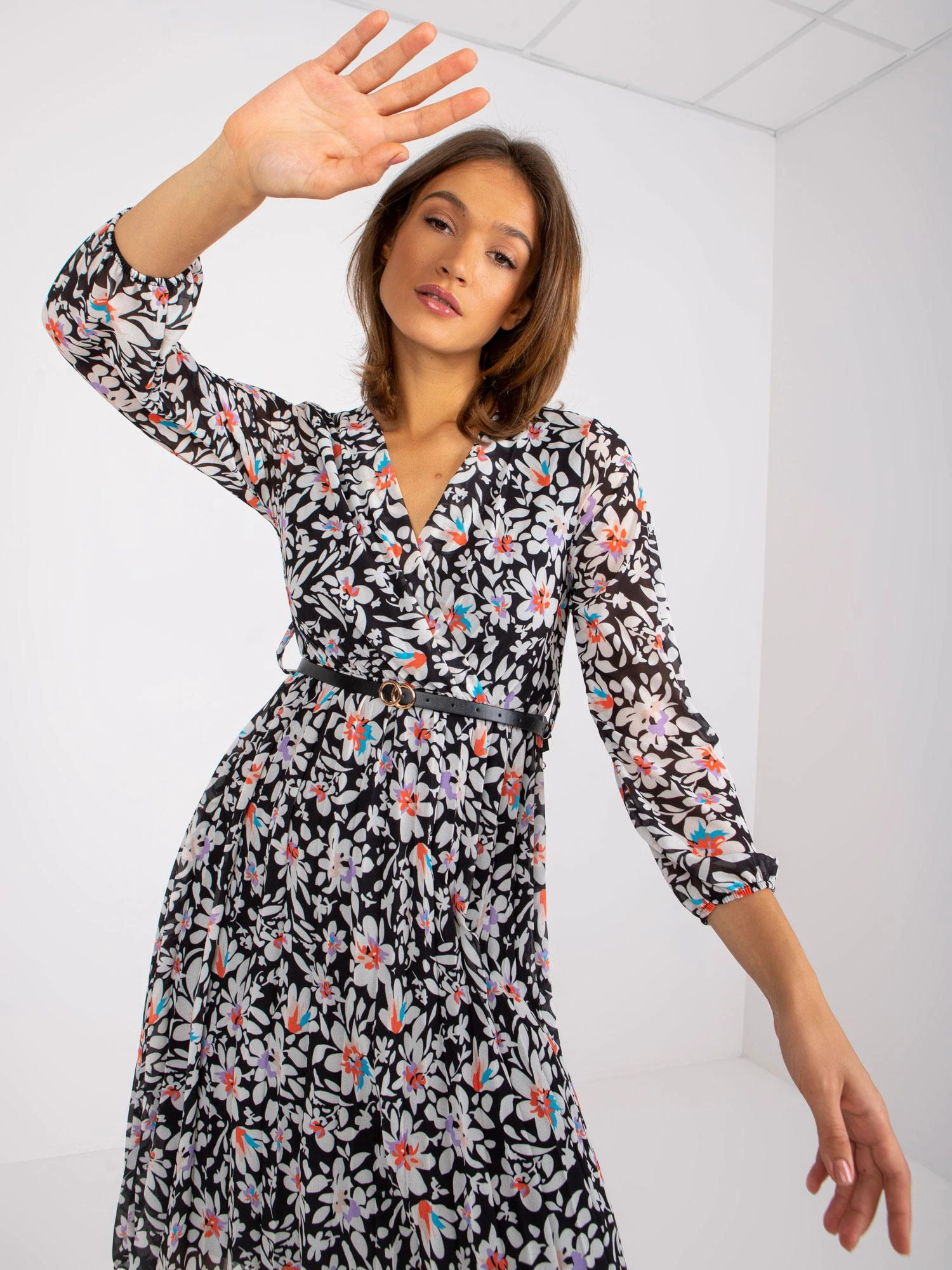 Italy Moda Suknelė-DHJ-SK-10536A-1,80-juoda-balta