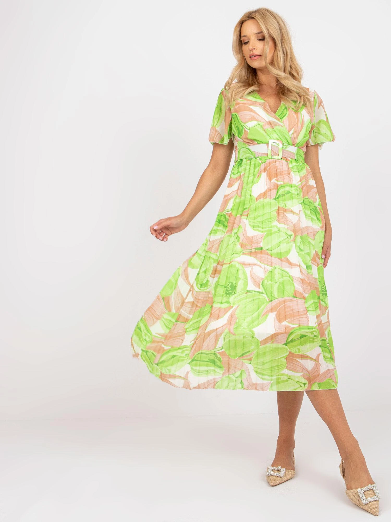 Italy Moda Suknelė-DHJ-SK-11331-2,32-šviesiai žalia