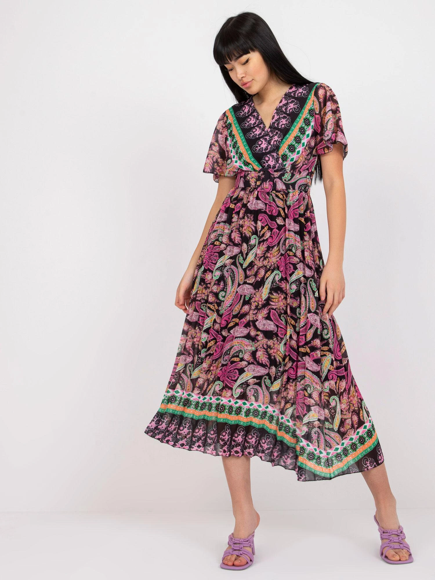 Italy Moda Suknelė-DHJ-SK-11331-3,61-juoda-rožinė