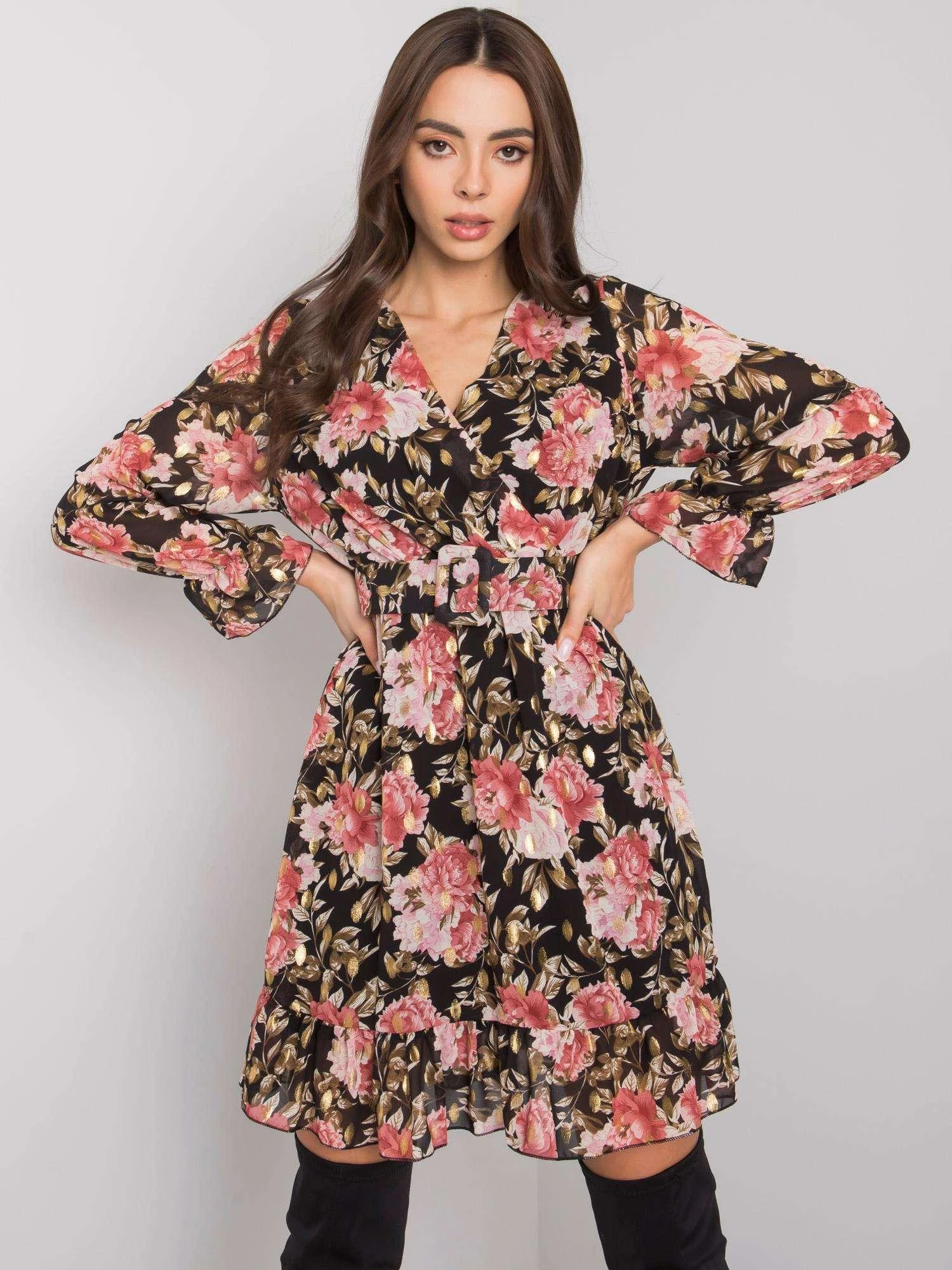 Italy Moda Suknelė-DHJ-SK-12220-2.14P-juoda-rožinė