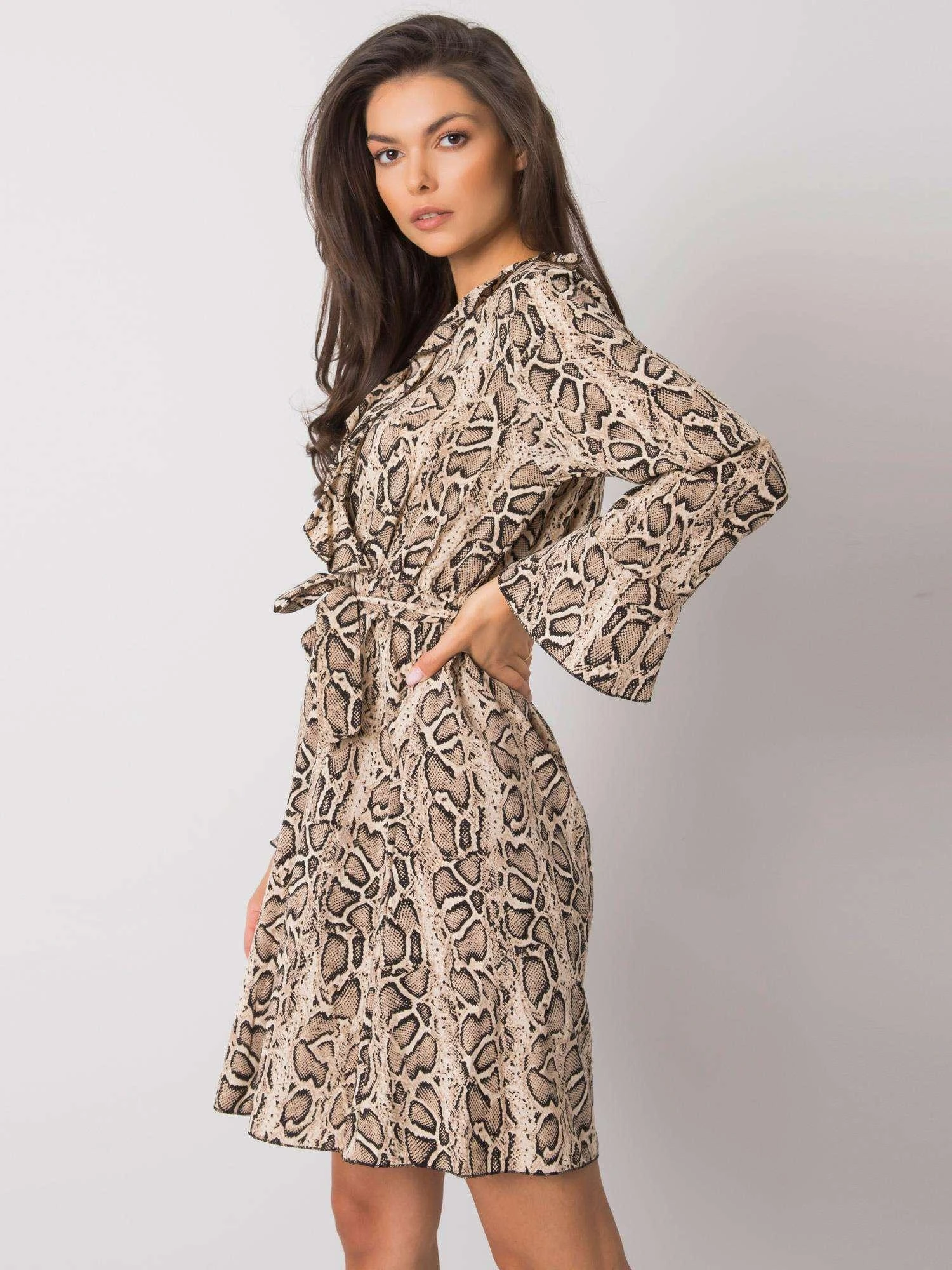 Italy Moda Suknelė-DHJ-SK-13891B.07P-juoda-smėlio spalvos