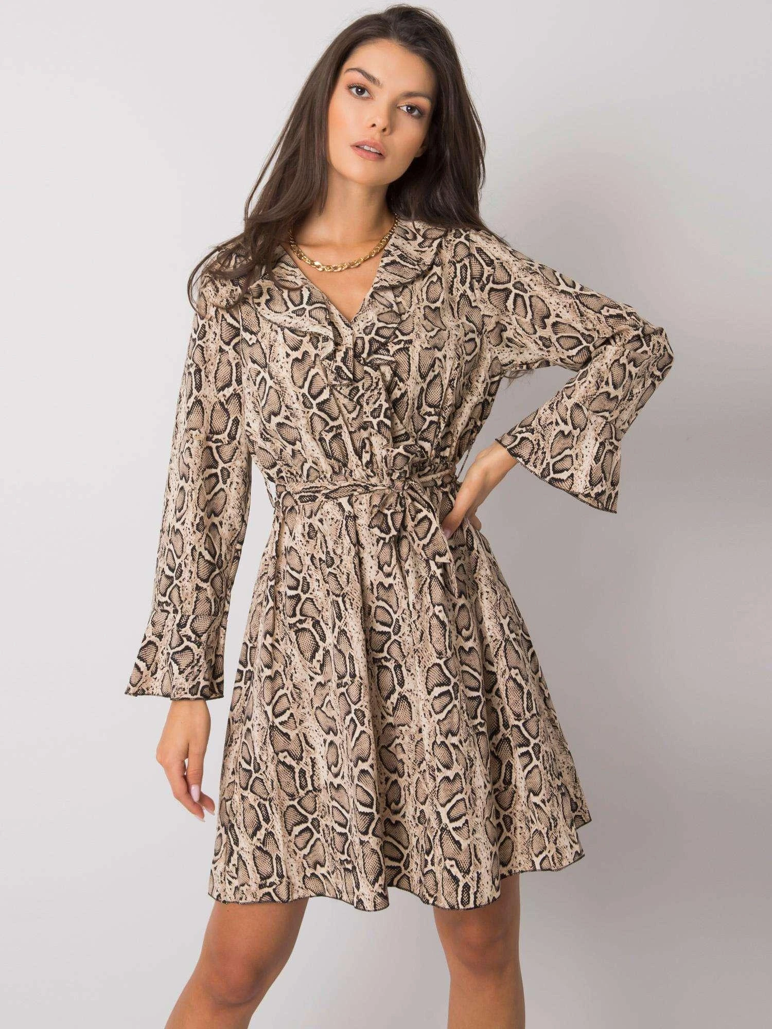 Italy Moda Suknelė-DHJ-SK-13891B.07P-juoda-smėlio spalvos