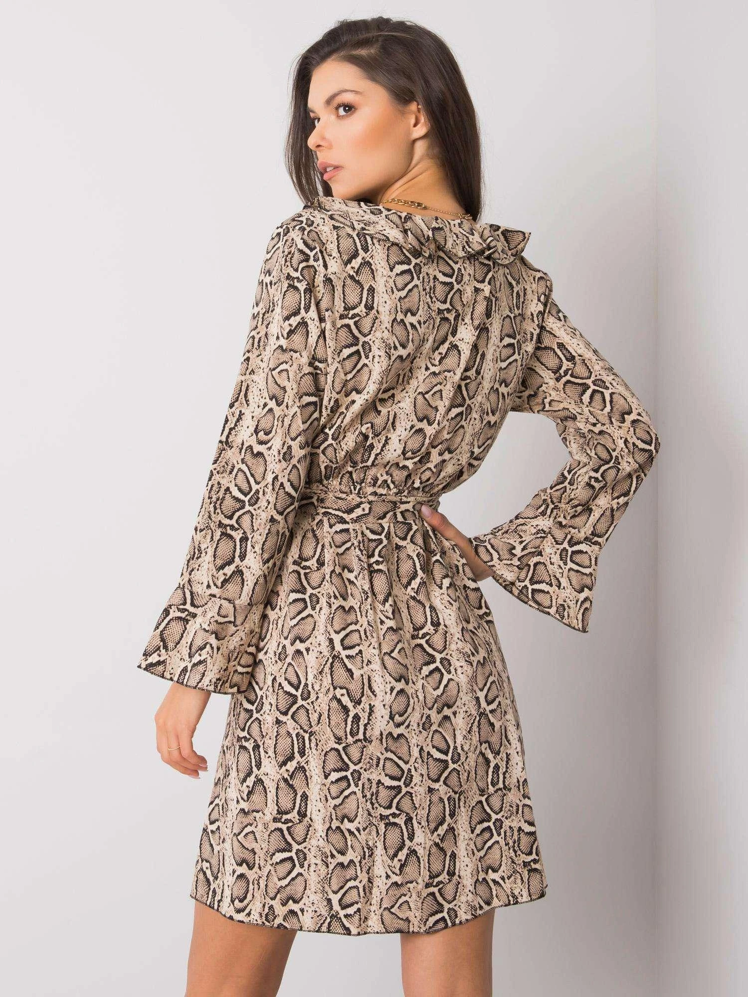 Italy Moda Suknelė-DHJ-SK-13891B.07P-juoda-smėlio spalvos