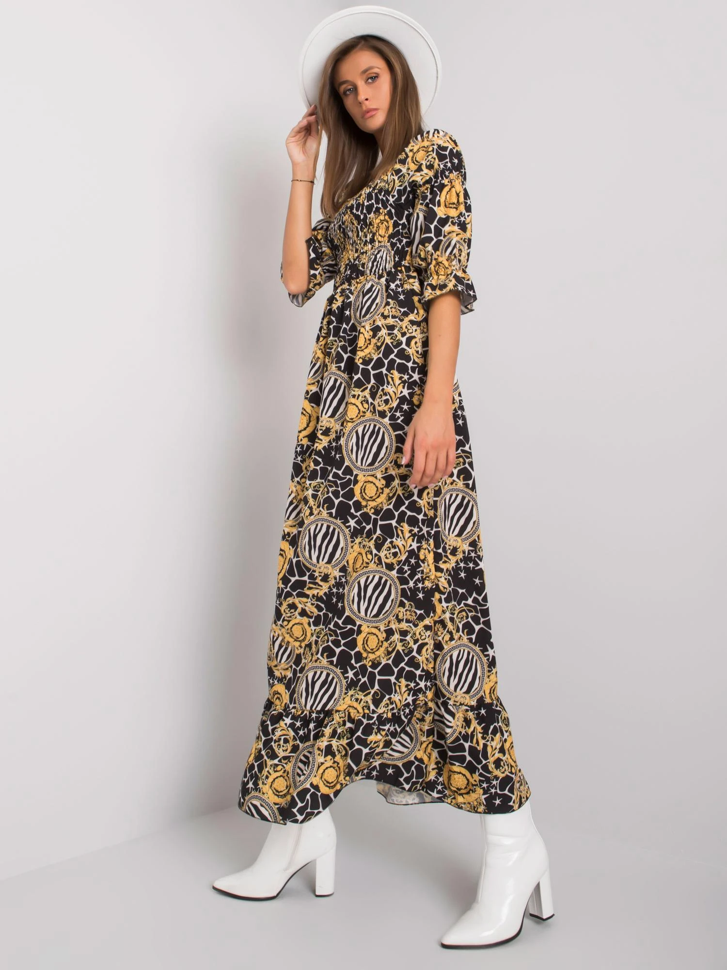 Italy Moda Suknelė-DHJ-SK-13965-1.61P-juoda-geltona