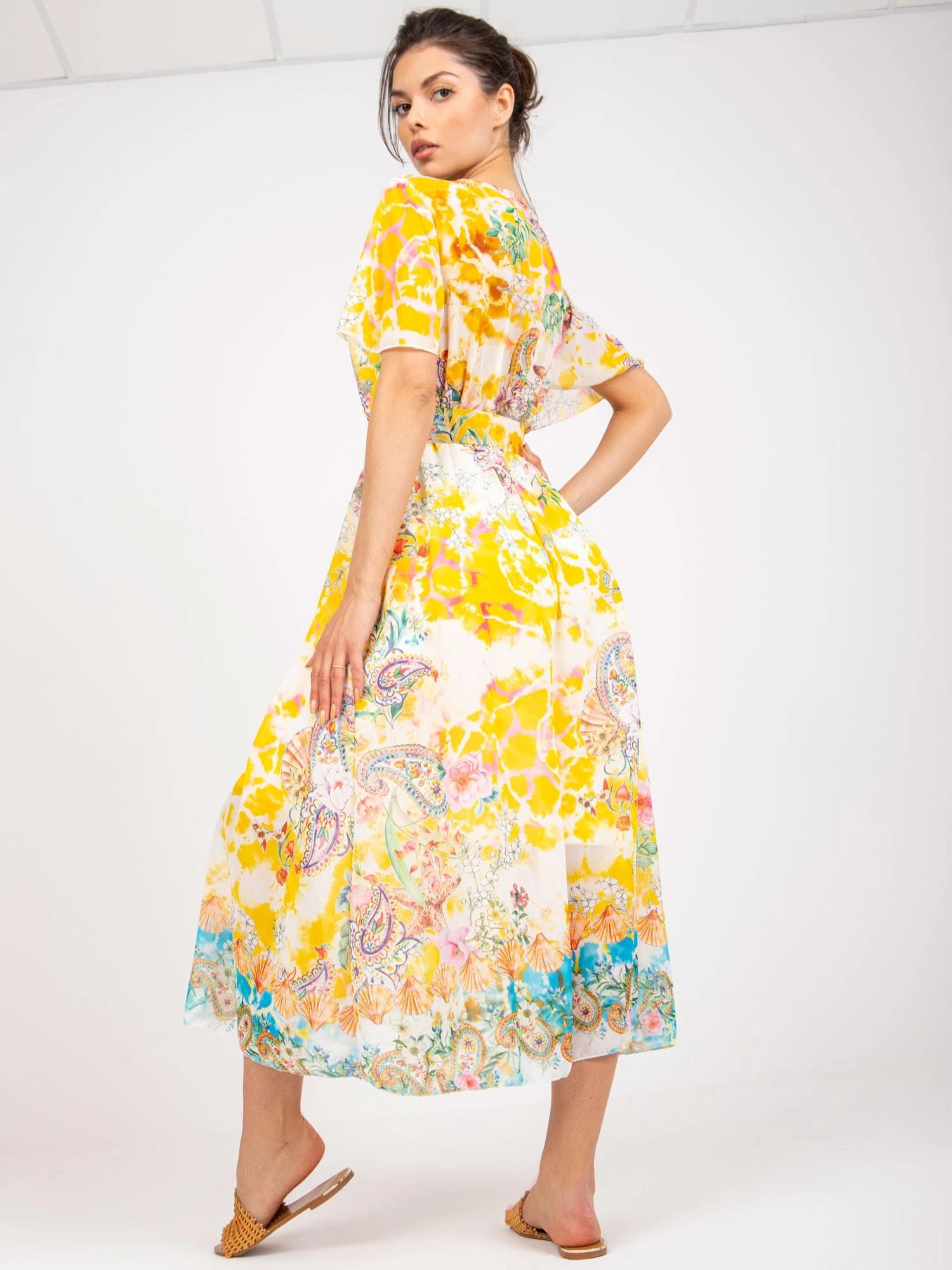 Italy Moda Suknelė-DHJ-SK-15967-1.01P-balta-geltona