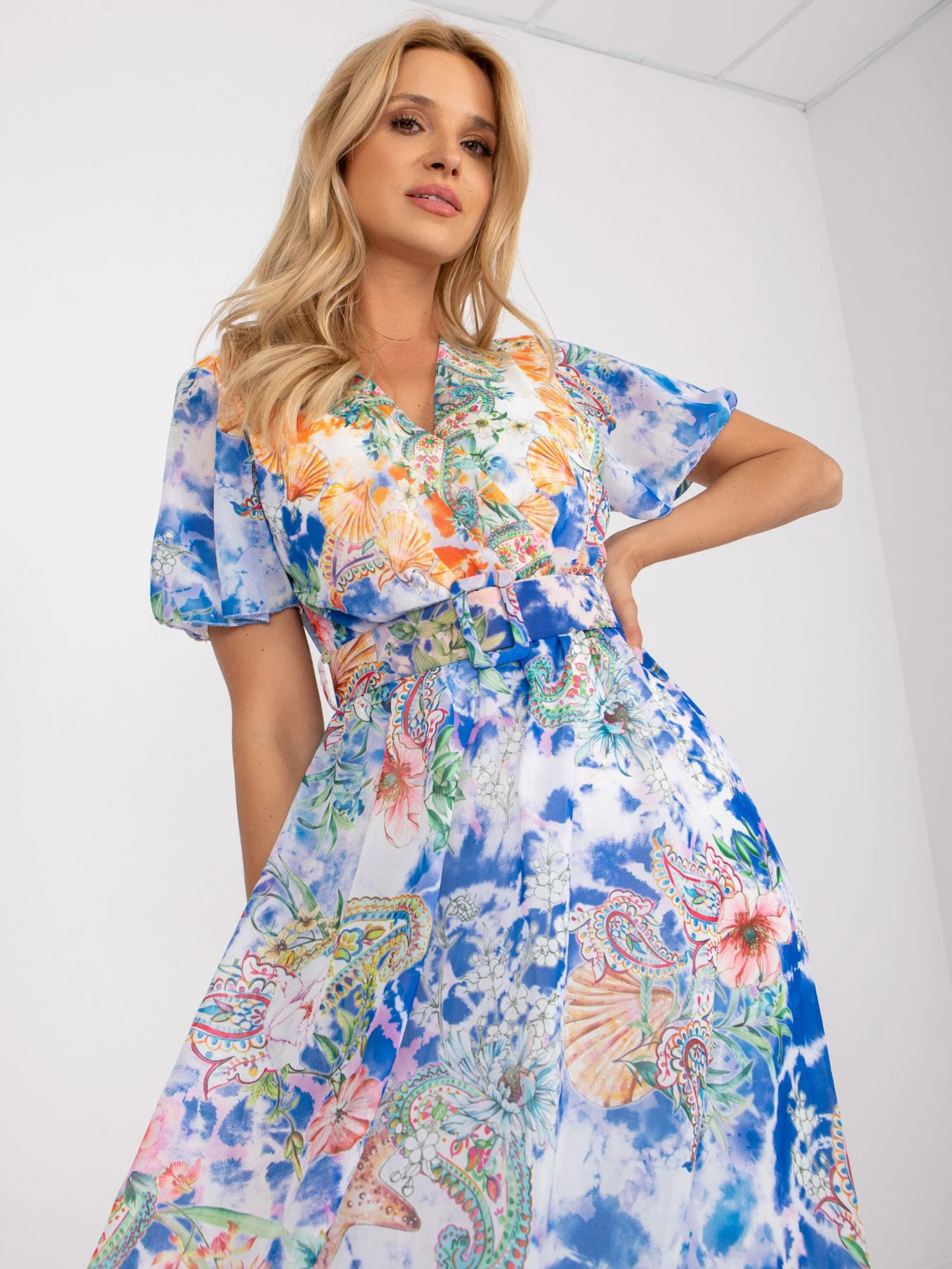Italy Moda Suknelė-DHJ-SK-15967-1.01P-balta-mėlyna