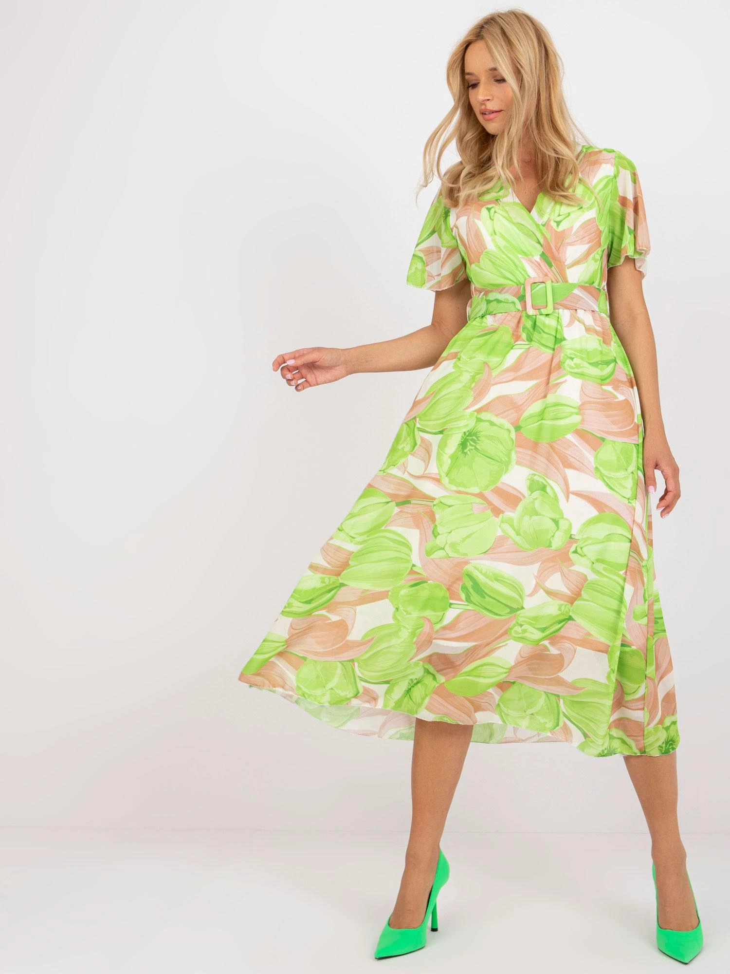 Italy Moda Suknelė-DHJ-SK-15967.54P-šviesiai žalia