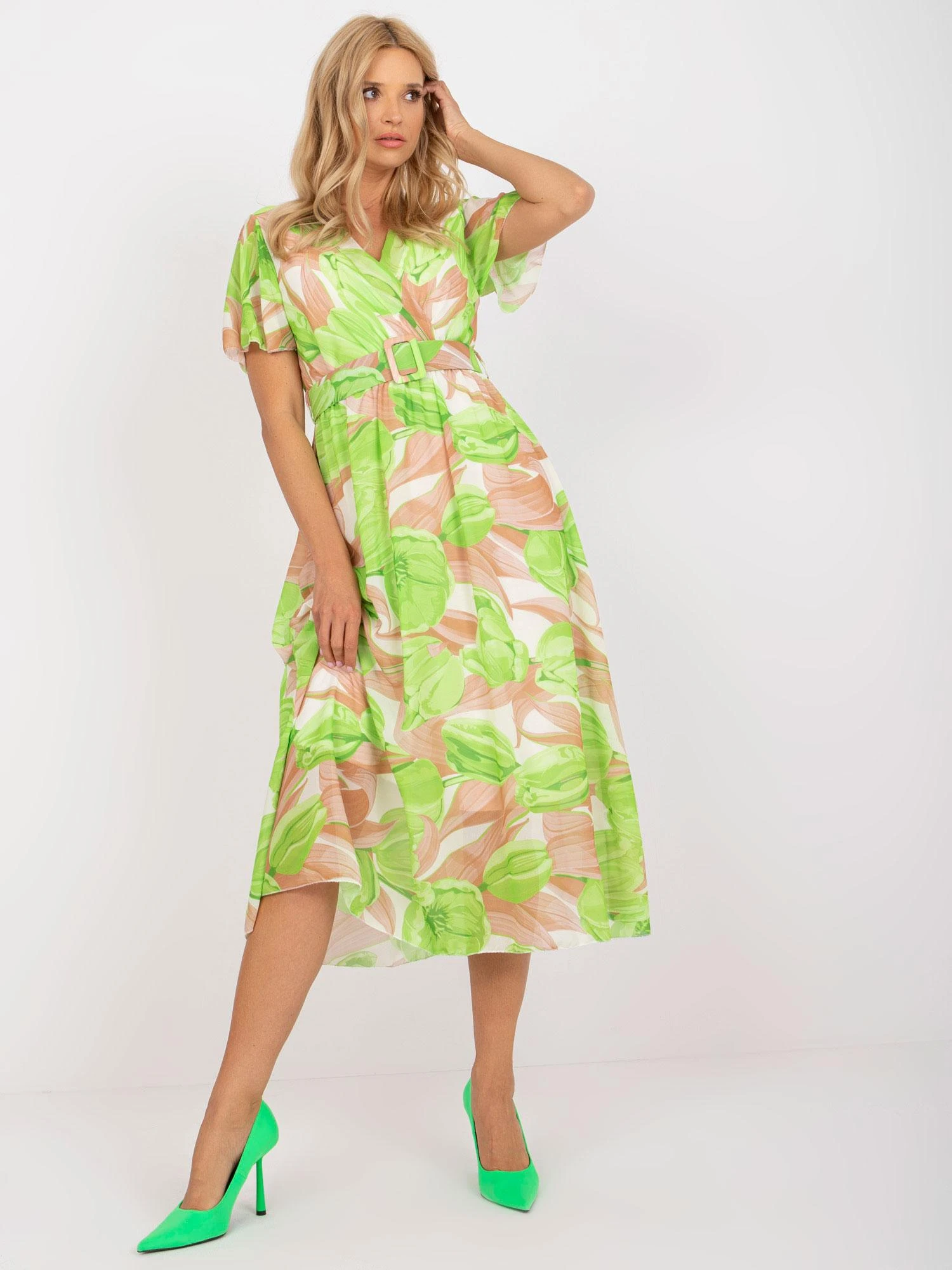 Italy Moda Suknelė-DHJ-SK-15967.54P-šviesiai žalia