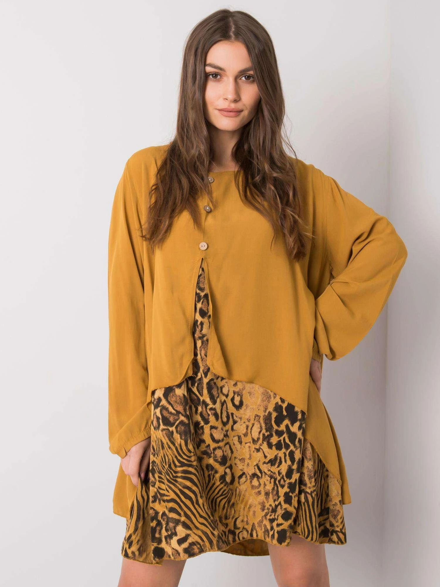 Italy Moda Suknelė-DHJ-SK-21451.50-tamsiai geltona