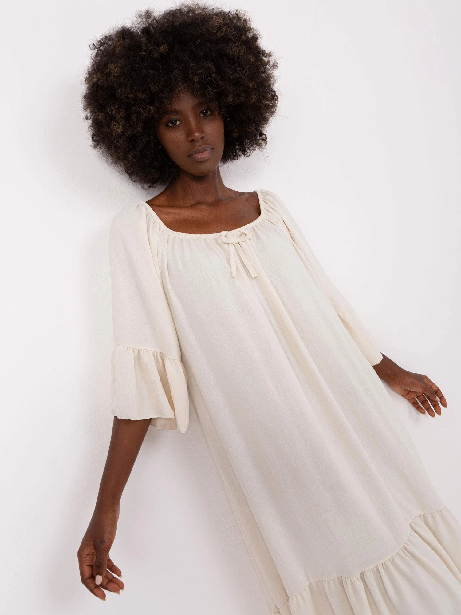 Italy Moda Suknelė-DHJ-SK-6057.93-šviesiai smėlio spalvos