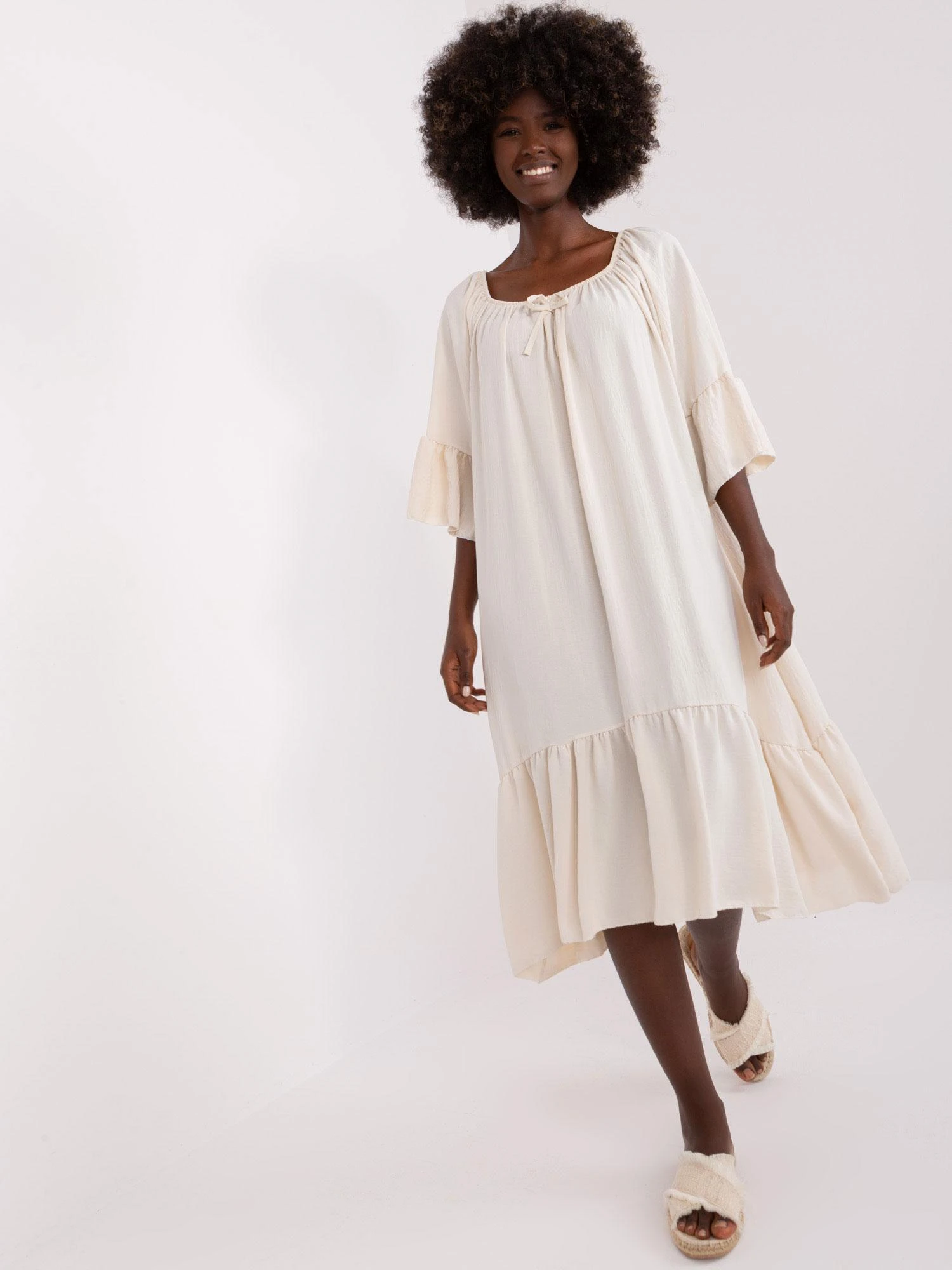 Italy Moda Suknelė-DHJ-SK-6057.93-šviesiai smėlio spalvos