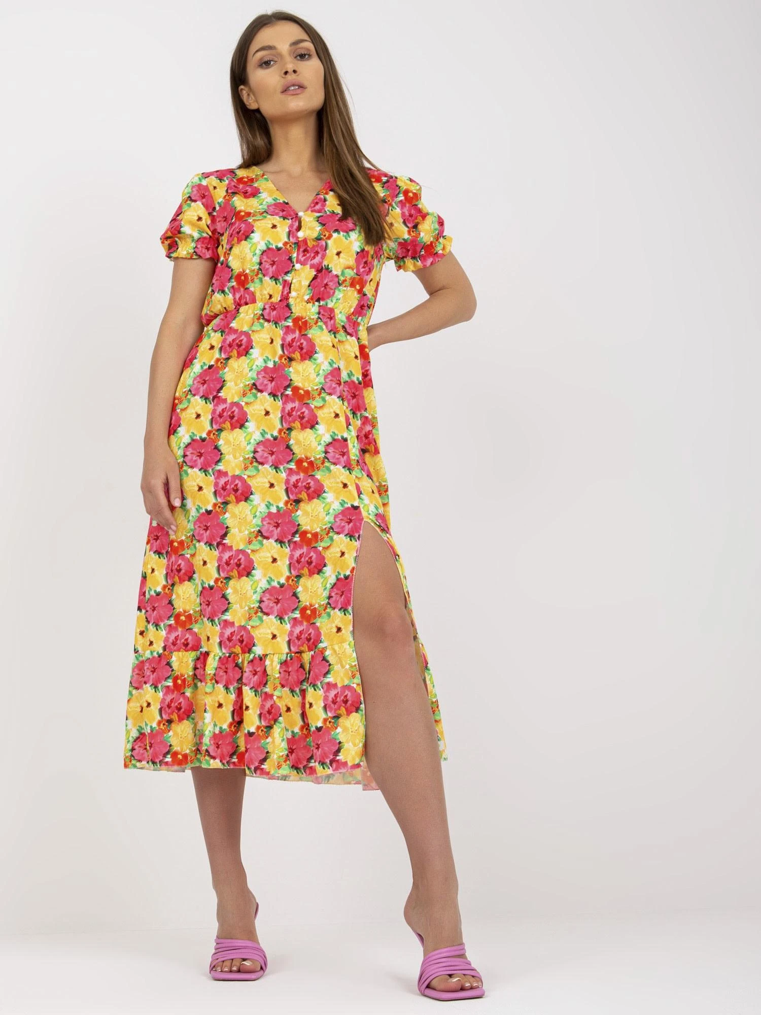 Italy Moda Suknelė-DHJ-SK-7006-3,39-geltona