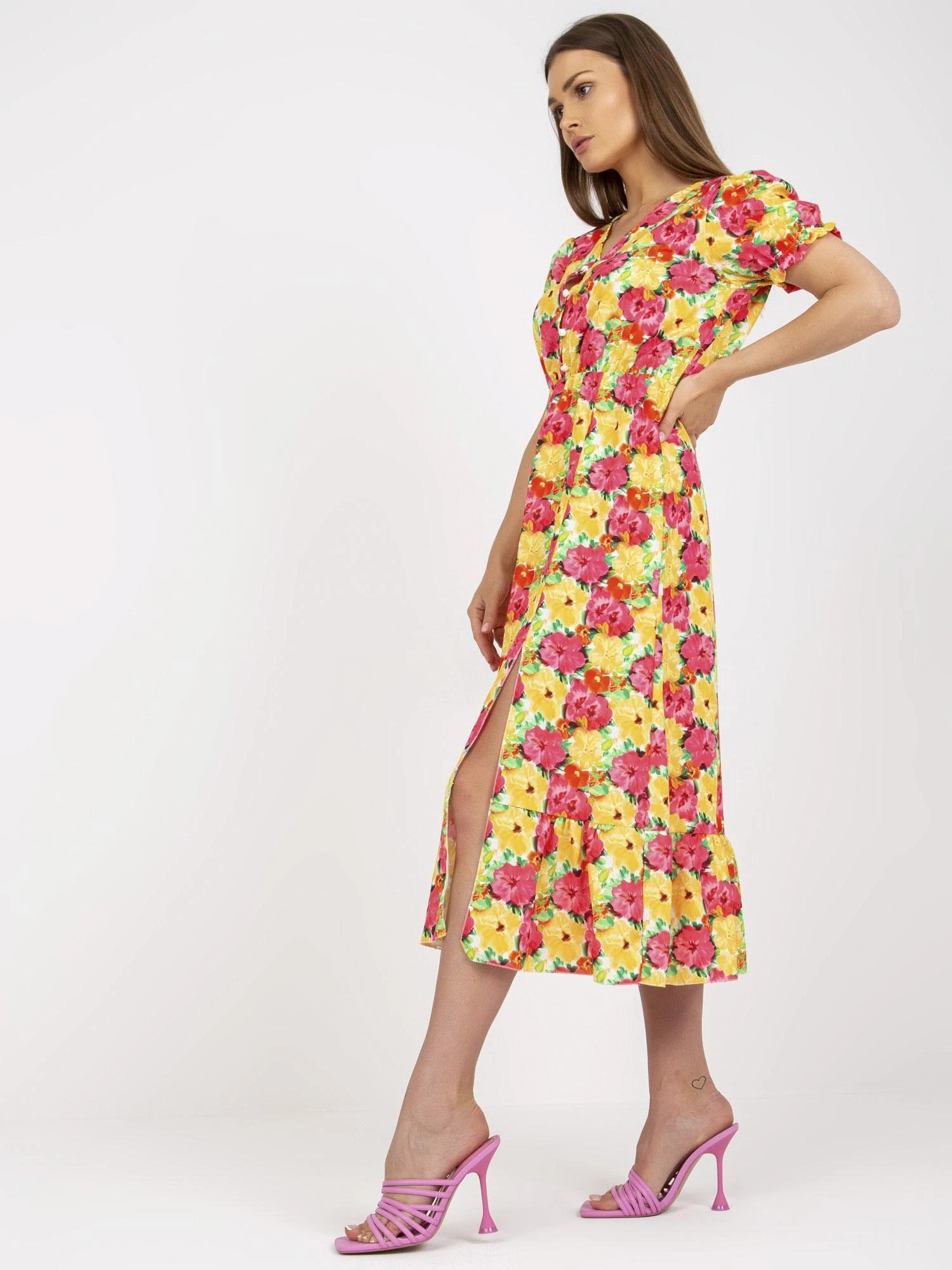 Italy Moda Suknelė-DHJ-SK-7006-3,39-geltona