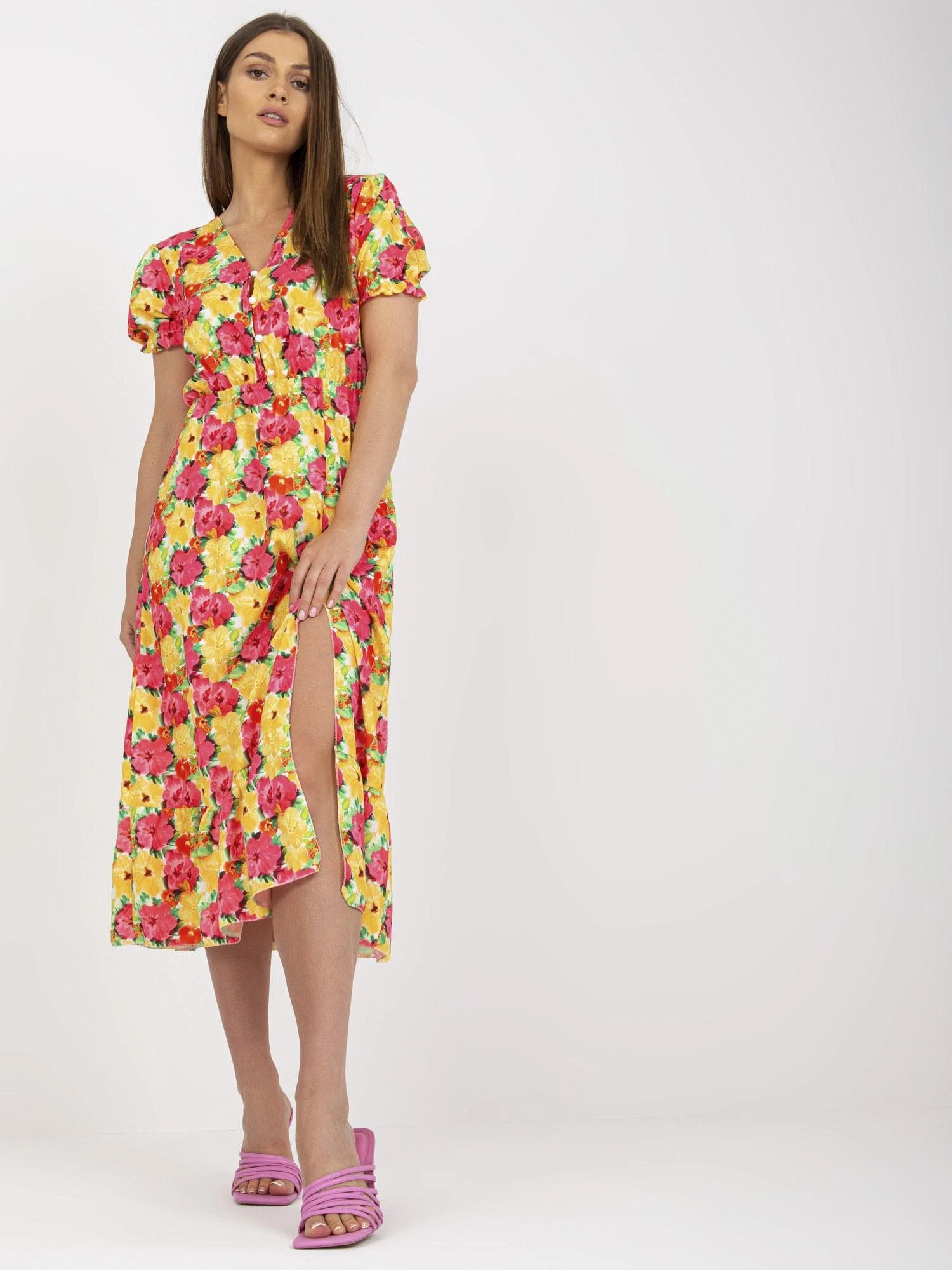Italy Moda Suknelė-DHJ-SK-7006-3,39-geltona