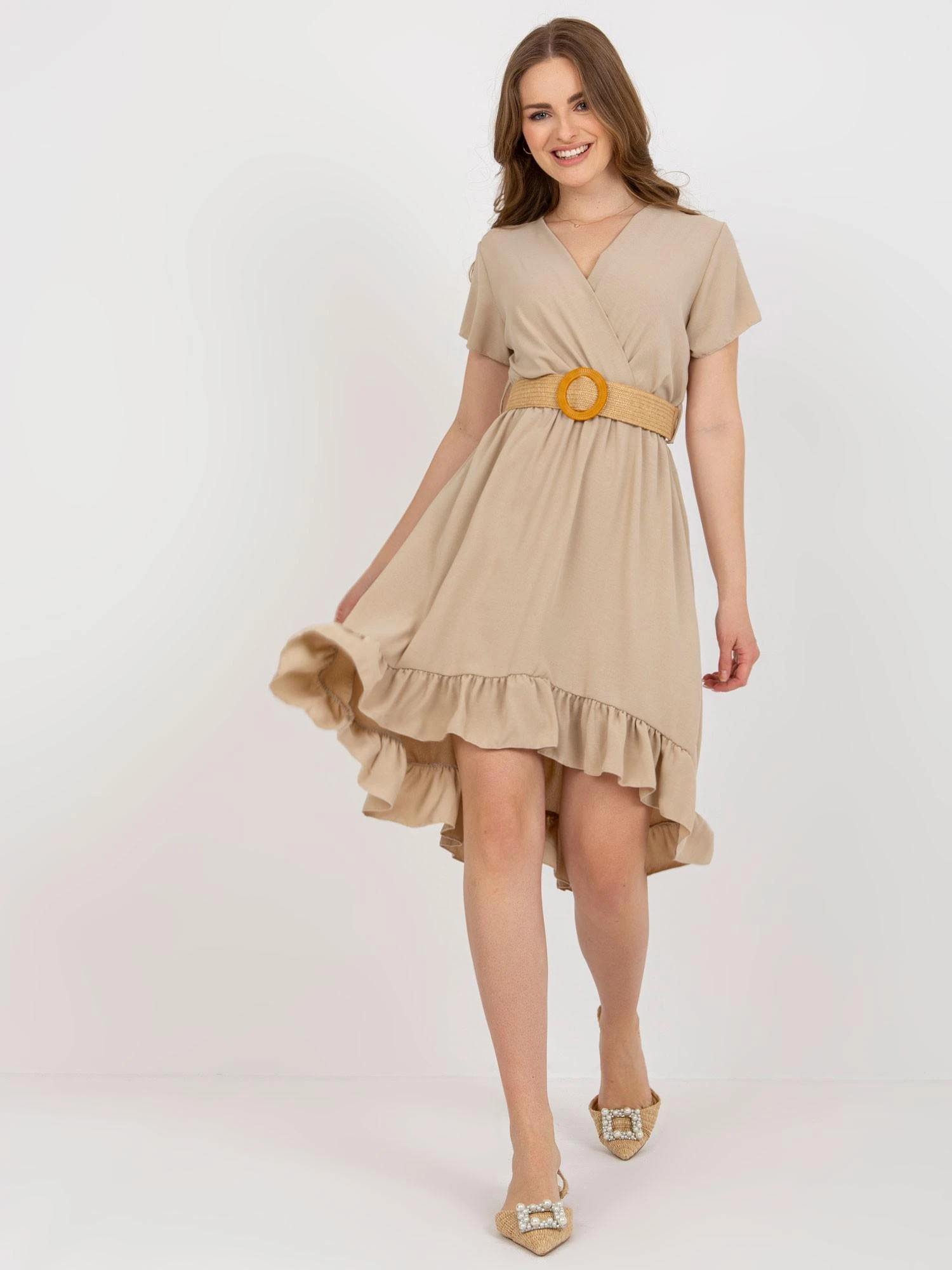 Italy Moda Suknelė-DHJ-SK-8358.19-smėlio spalvos