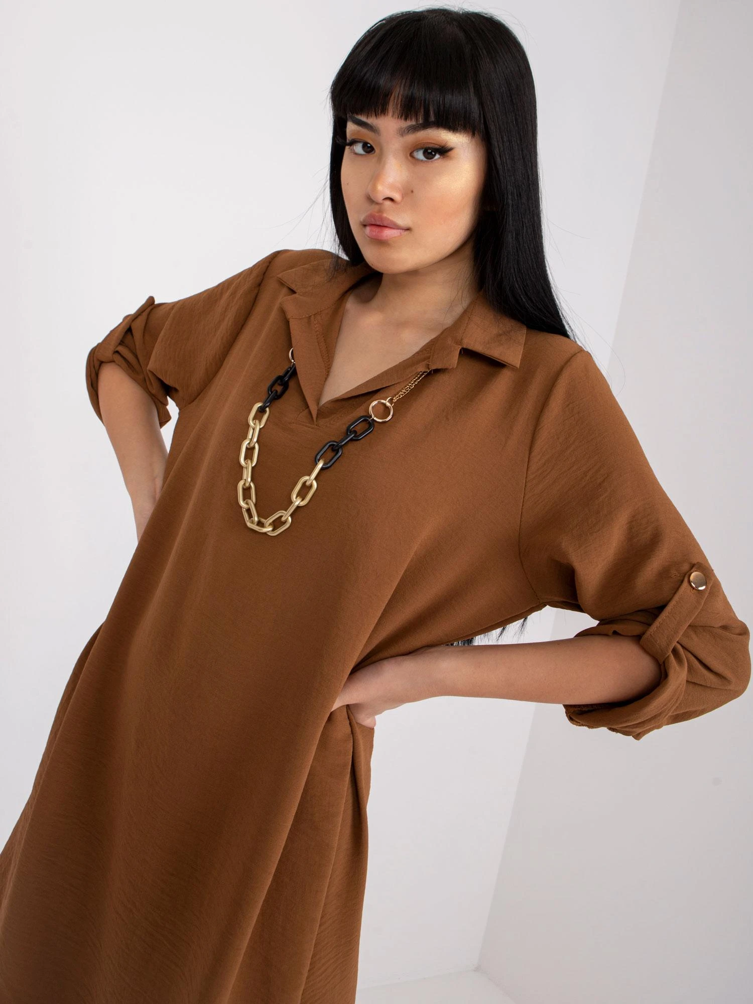 Italy Moda Suknelė-DHJ-SK-V2209.94-ruda