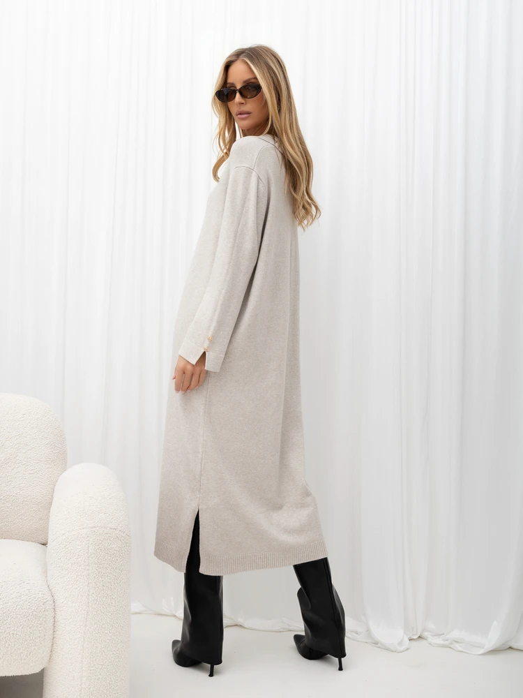 Suknelė Italy Moda Sukienka-IR-SK-AC-19756.81-smėlio spalva