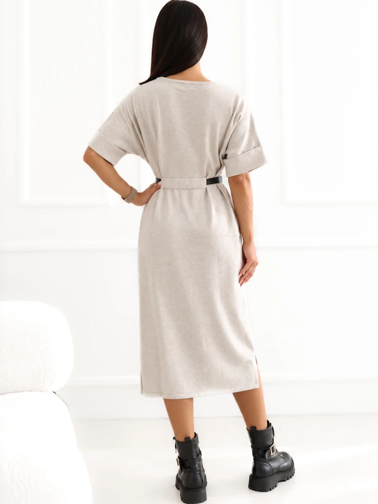 Italy Moda Sukienka-IR-SK-W2578.80-smėlio spalva