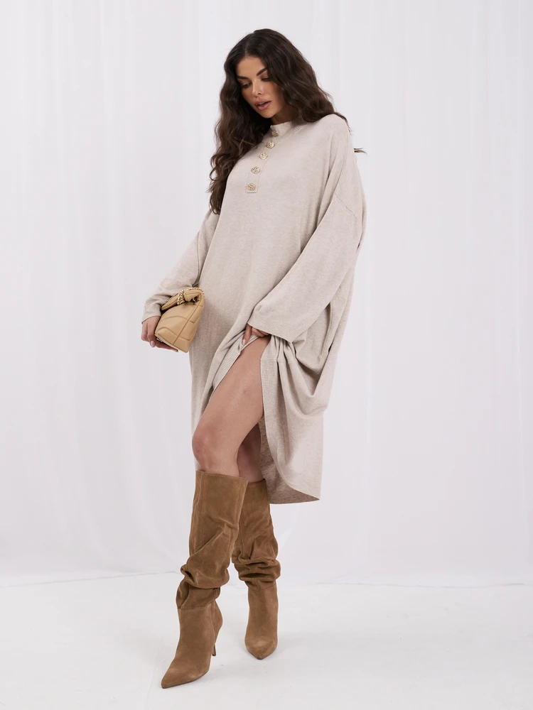 Suknelė Italy Moda Sukienka-IR-SK-W2598.79-smėlio spalva