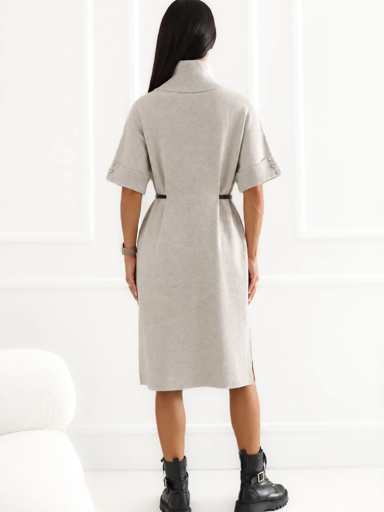 Suknelė Italy Moda Sukienka-IR-SK-YM925.84-smėlio spalva