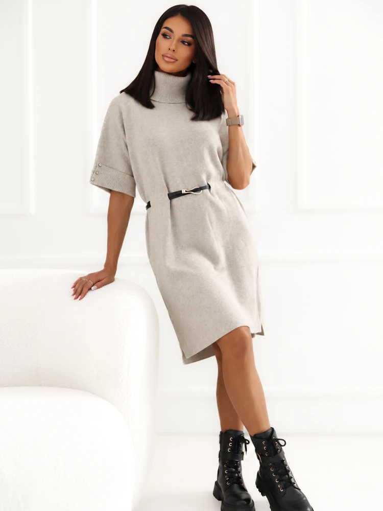 Suknelė Italy Moda Sukienka-IR-SK-YM925.84-smėlio spalva