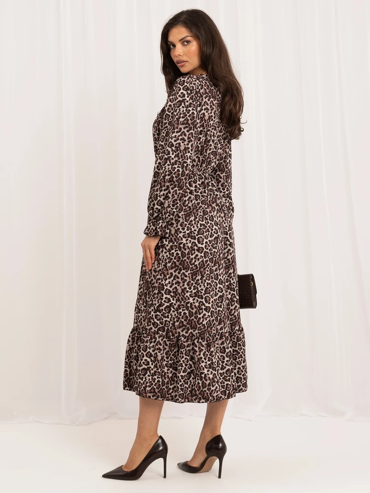 Italy Moda Sukienka-MI-SK-1061.86-juoda-smėlio spalva