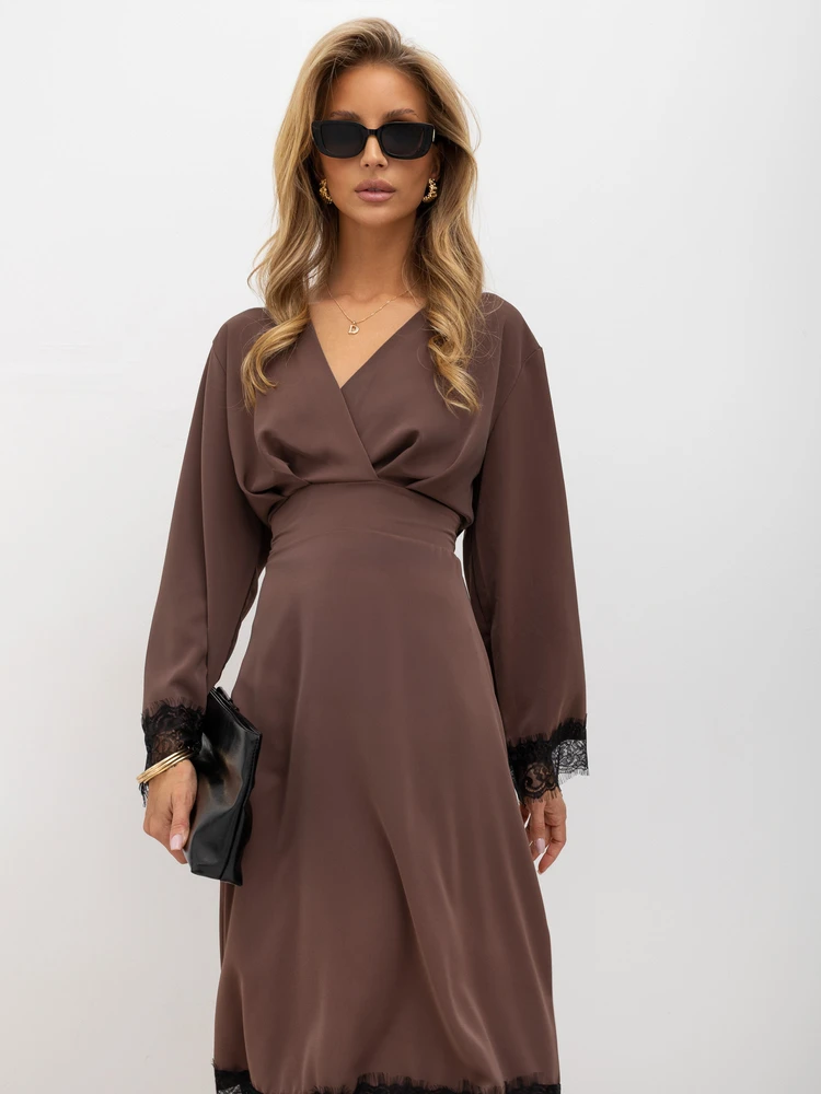 Italy Moda Sukienka-MI-SK-92477.18P-ciemny bezowy