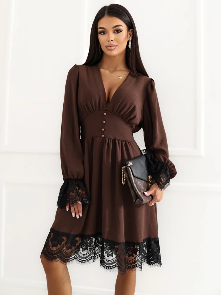 Suknelė Italy Moda Sukienka-MI-SK-A1763.02-ruda