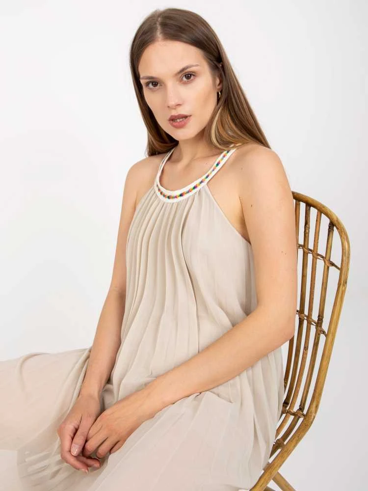Italy Moda Suknelė-DHJ-SK-0010.35-šviesiai smėlio spalvos