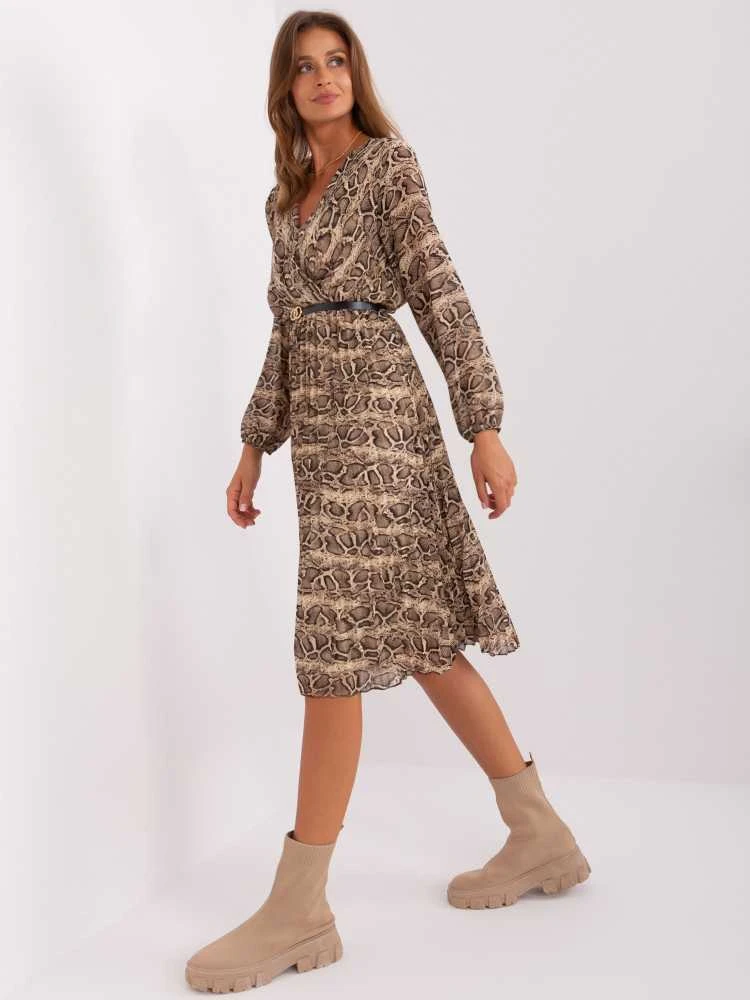 Italy Moda Suknelė-DHJ-SK-10536N-5.03P-juoda-smėlio spalvos