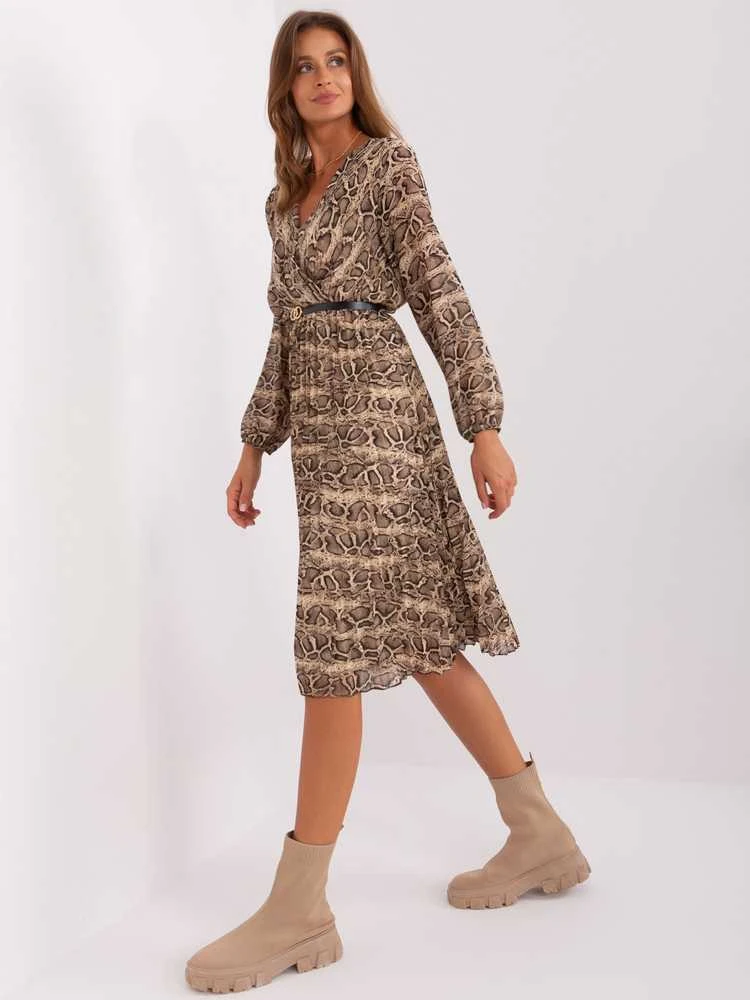 Italy Moda Suknelė-DHJ-SK-10536N-5.03P-juoda-smėlio spalvos
