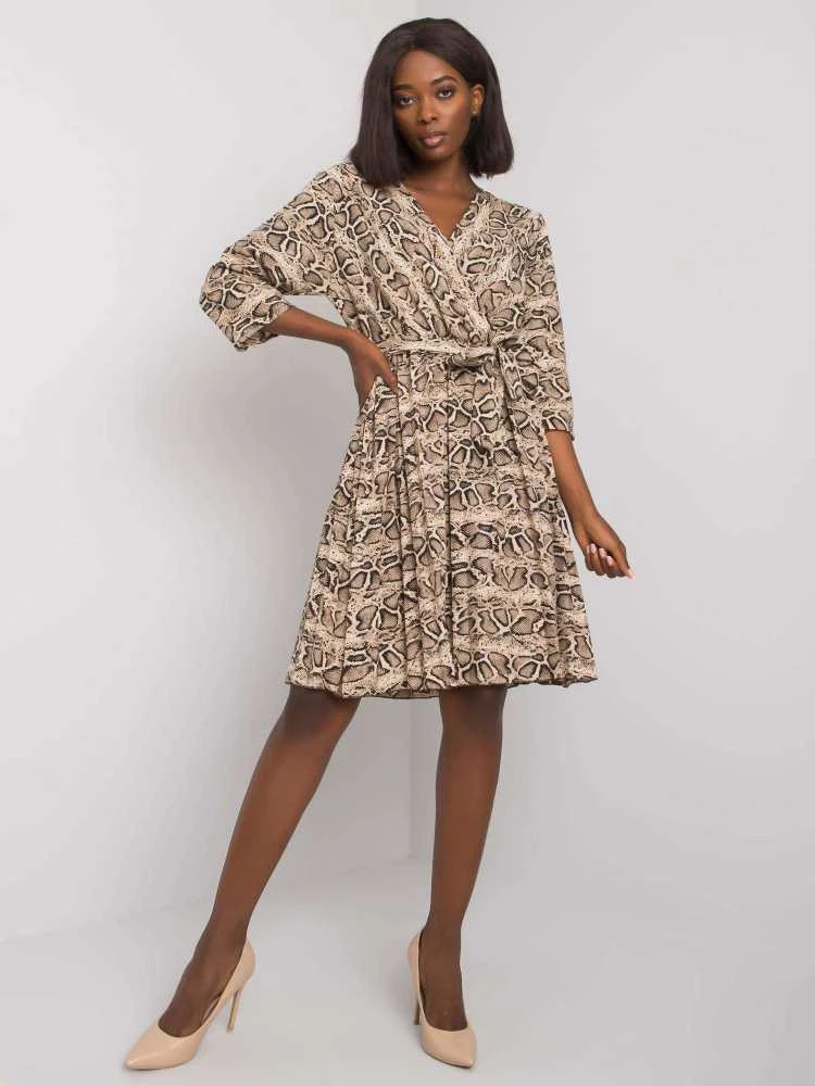 Italy Moda Suknelė-DHJ-SK-11092A-1.91P-juoda-smėlio spalvos