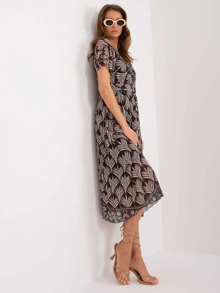 Italy Moda Suknelė-DHJ-SK-11331-7,71-juoda-smėlio spalvos