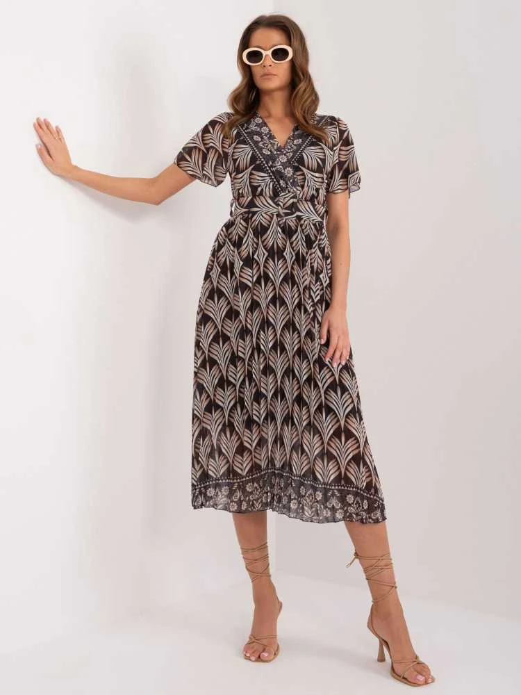 Italy Moda Suknelė-DHJ-SK-11331-7,71-juoda-smėlio spalvos